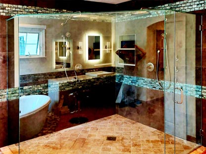Extra large frameless glass shower enclosure
