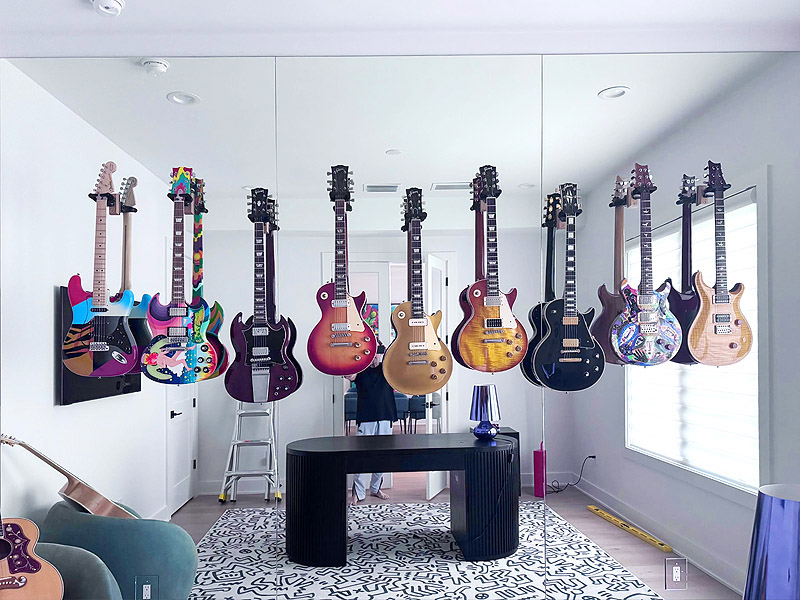 Custom Tempered Glass Guitar Hanger Mirror Wall